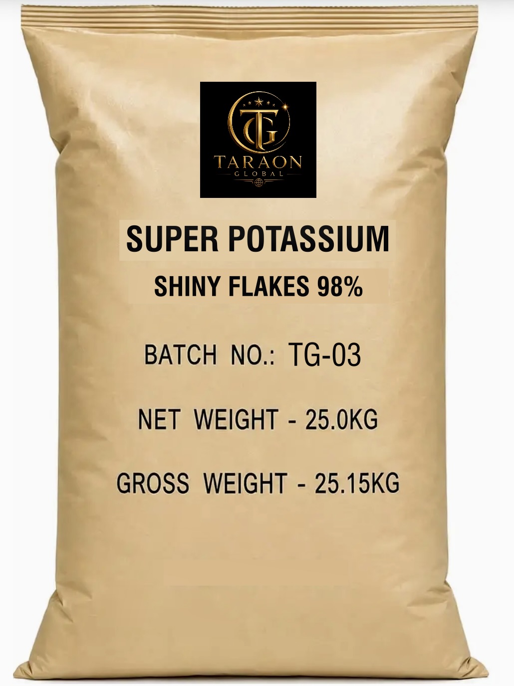 Super Potassium Shiny Flakes 98% - 25 kg kraft bag by TARAON GLOBAL